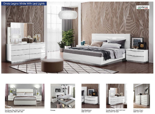 Onda LEGNO White Bed with Led Lights SET - ESF Furniture