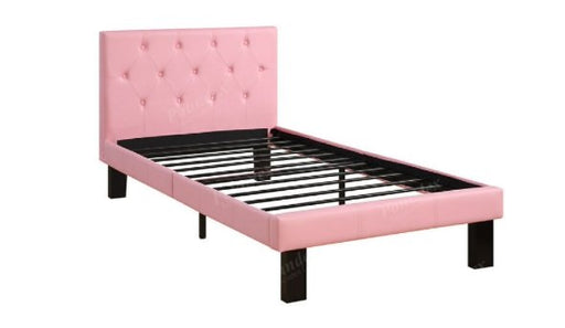 Poundex Faux Leather Youth Size Bed in Pink - Poundex