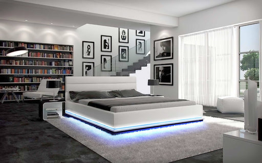 Ramirez Modern Leather Bed with LED Lights - Jubilee Furniture