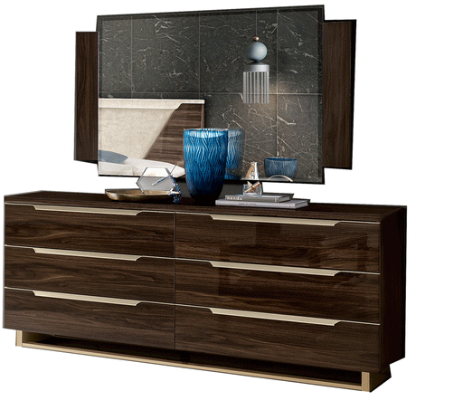 Smart Double dresser w/ mirror Walnut SET - ESF Furniture