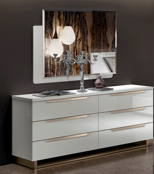 Smart Double Dresser White w/ Mirror SET - ESF Furniture