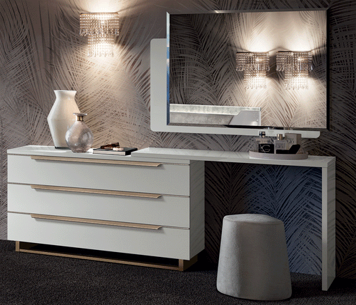 Smart Double Dresser White w/ Mirror SET - ESF Furniture