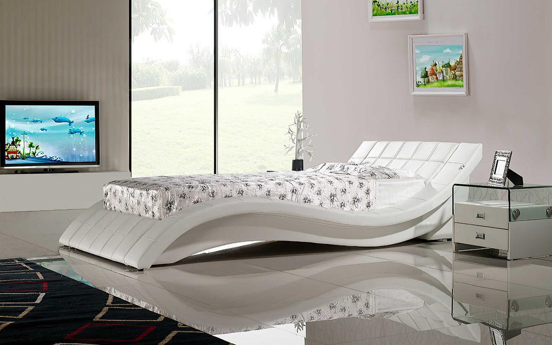 Verdandi Curved Modern Leather Platform Bed - Jubilee Furniture